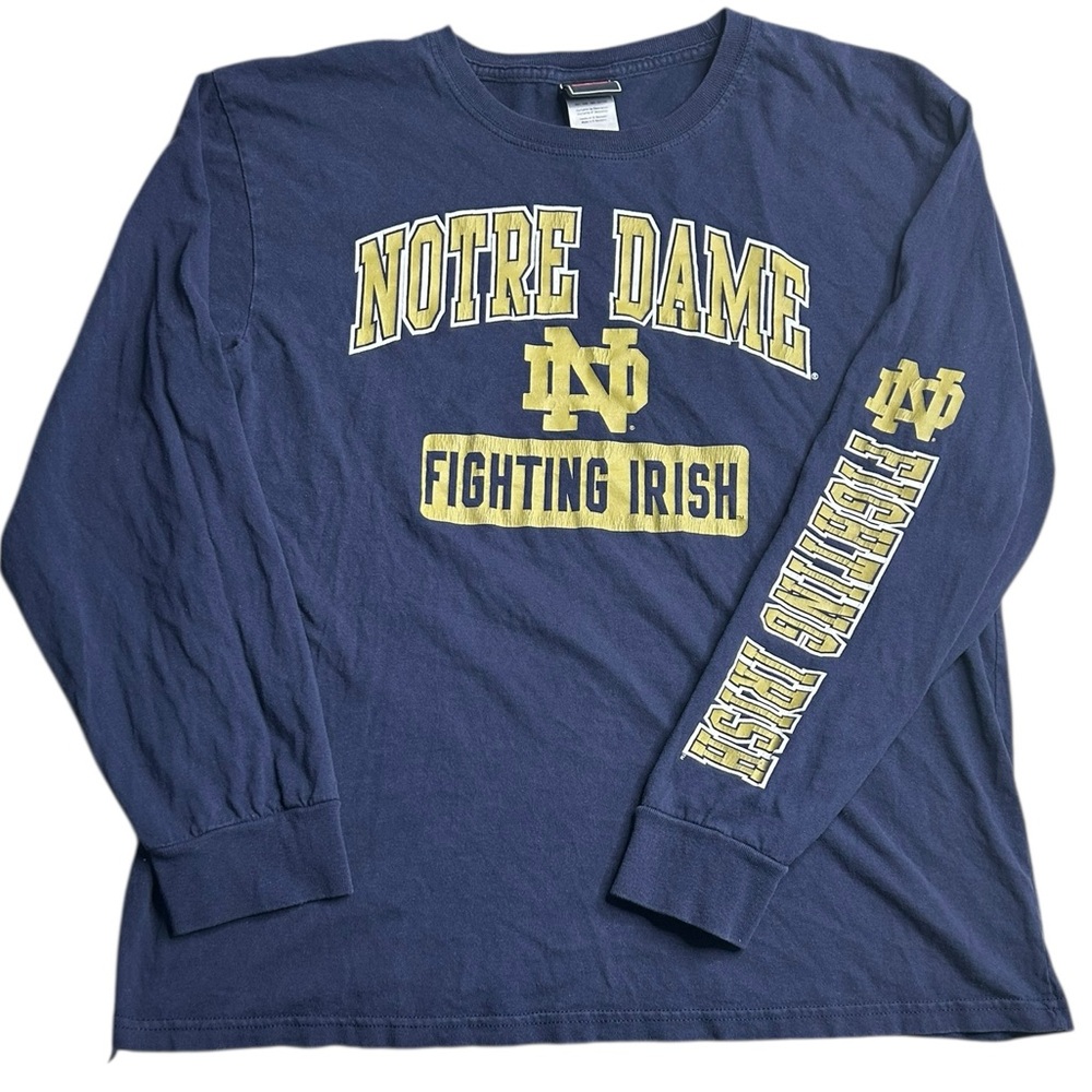 Notre Dame Fighting Irish Long Sleeve‎ Shirt Navy Blue Size Large
